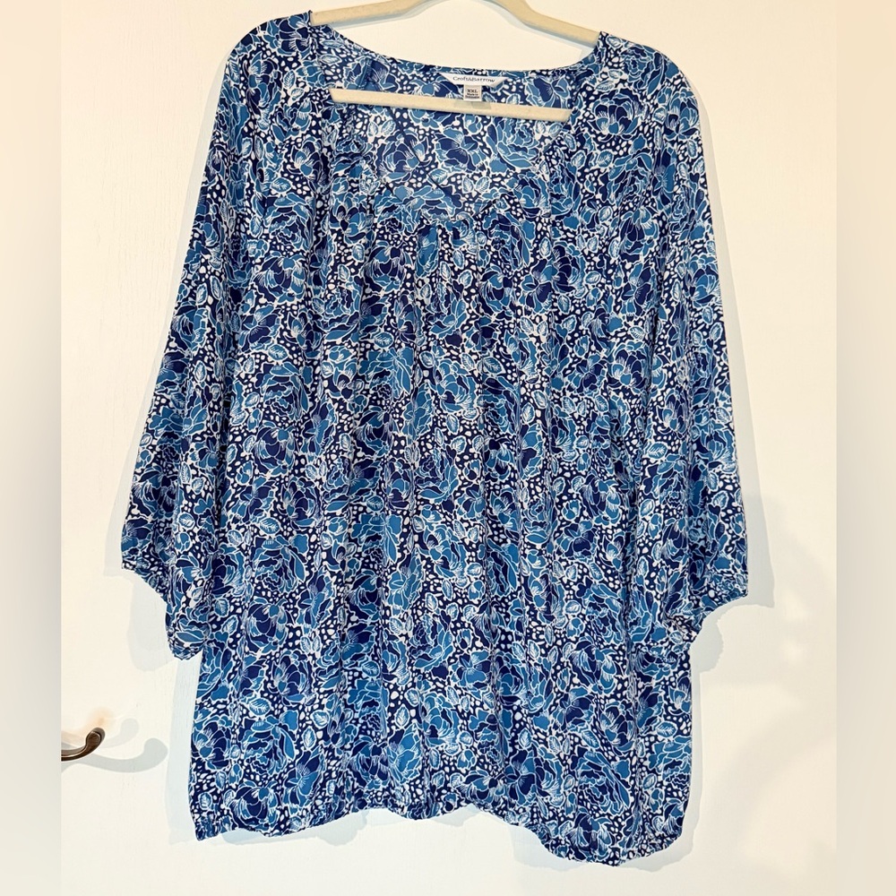 Croft & Barrow Blue and White Floral Top